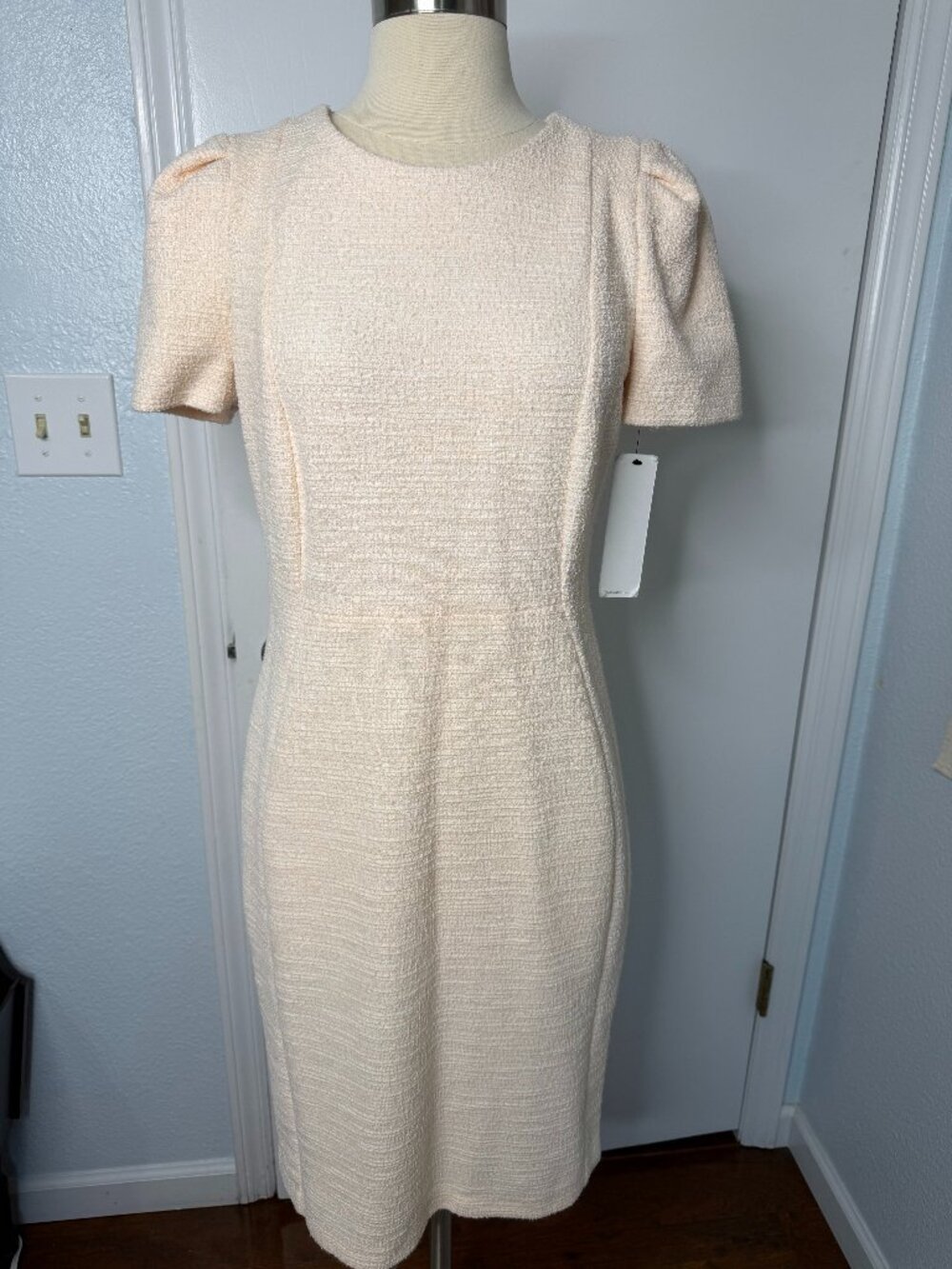 Calvin Klein Soft Peach Textured Sheath Dress Women’s Size 10 NWT Career Office